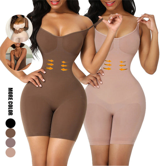 Plus size women's butt lift body shaper, seamless tummy tuck body shaping camisole bodysuit