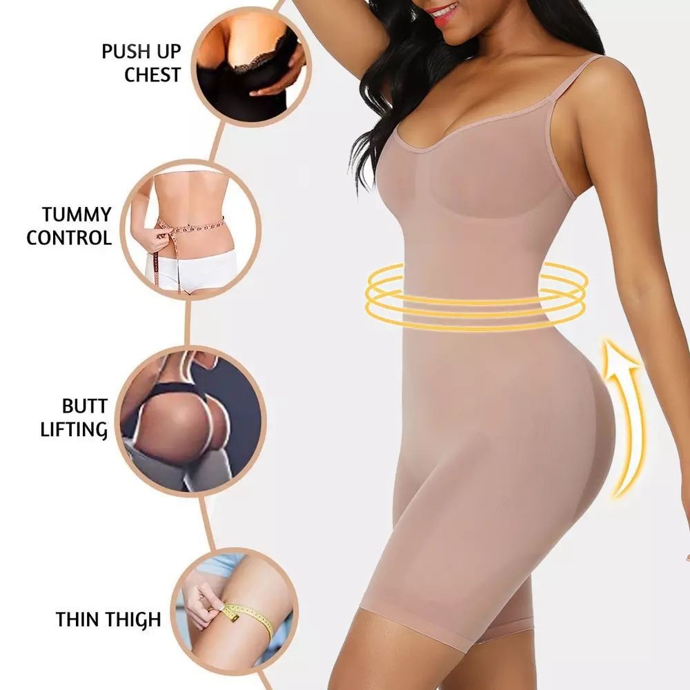 Plus size women's butt lift body shaper, seamless tummy tuck body shaping camisole bodysuit