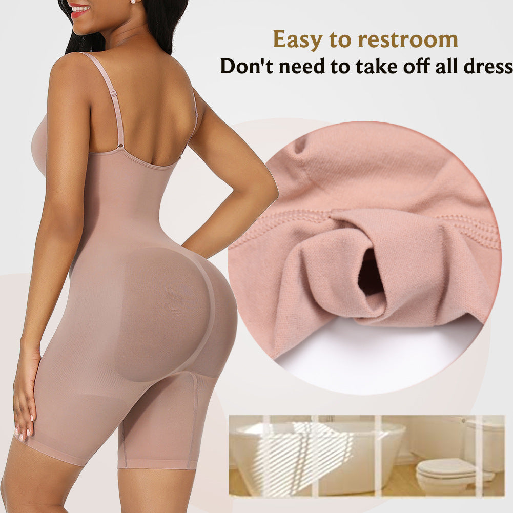 Plus size women's butt lift body shaper, seamless tummy tuck body shaping camisole bodysuit